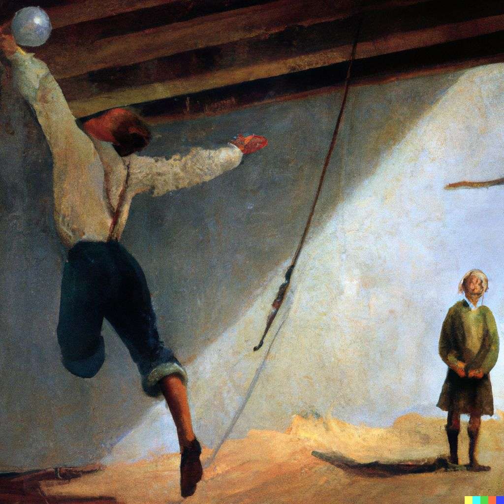 the discovery of gravity, painting by Andrew Newell Wyeth
